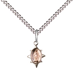 [0212PSS/18S] Sterling Silver Miraculous Pendant on a 18 inch Light Rhodium Light Curb chain