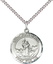 [8053RDSS/18S] Sterling Silver Saint Joan of Arc Pendant on a 18 inch Light Rhodium Light Curb chain