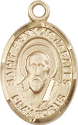 [9035KT] 14kt Gold Saint Francis de Sales Medal