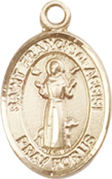 [9036KT] 14kt Gold Saint Francis of Assisi Medal
