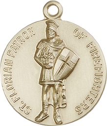 [5687KT] 14kt Gold Saint Florian Medal
