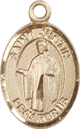 [9052KT] 14kt Gold Saint Justin Medal