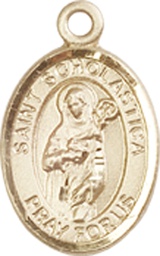 [9099KT] 14kt Gold Saint Scholastica Medal