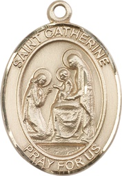 [7014KT] 14kt Gold Saint Catherine of Siena Medal