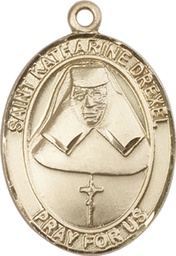 [7015KT] 14kt Gold Saint Katharine Drexel Medal