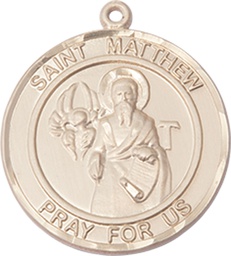[7074RDKT] 14kt Gold Saint Matthew the Apostle Medal