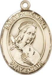 [7077KT] 14kt Gold Saint Philomena Medal