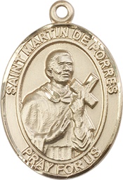 [7089KT] 14kt Gold Saint Martin de Porres Medal