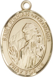 [9308KT] 14kt Gold Saint Finnian of Clonard Medal