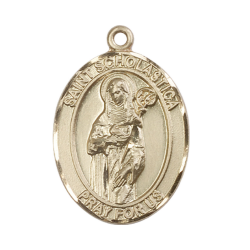 [7099KT] 14kt Gold Saint Scholastica Medal