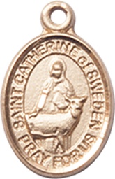 [9336KT] 14kt Gold Saint Catherine of Sweden Medal