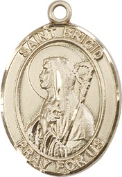 [7123KT] 14kt Gold Saint Brigid of Ireland Medal