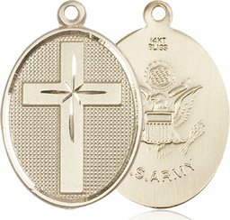 [0783KT2] 14kt Gold Cross Army Medal