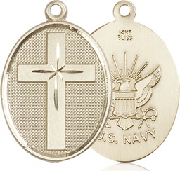 [0783KT6] 14kt Gold Cross Navy Medal