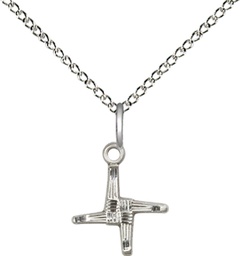 [0291SS/18SS] Sterling Silver Saint Brigid Cross Pendant on a 18 inch Sterling Silver Light Curb chain