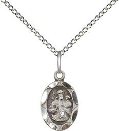 [0301KSS/18SS] Sterling Silver Saint Joseph Pendant on a 18 inch Sterling Silver Light Curb chain