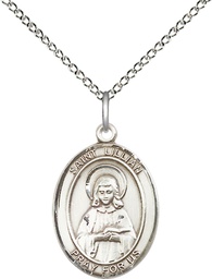 [8226SS/18SS] Sterling Silver Saint Lillian Pendant on a 18 inch Sterling Silver Light Curb chain