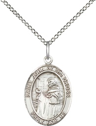 [8231SS/18SS] Sterling Silver Saint John of the Cross Pendant on a 18 inch Sterling Silver Light Curb chain
