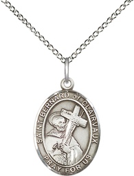 [8233SS/18SS] Sterling Silver Saint Bernard of Clairvaux Pendant on a 18 inch Sterling Silver Light Curb chain