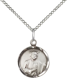 [0601JSS/18SS] Sterling Silver Saint Jude Pendant on a 18 inch Sterling Silver Light Curb chain