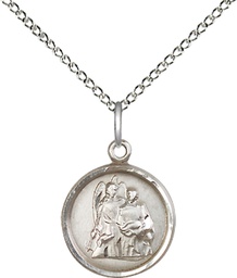 [0601RASS/18SS] Sterling Silver Saint Raphael Pendant on a 18 inch Sterling Silver Light Curb chain