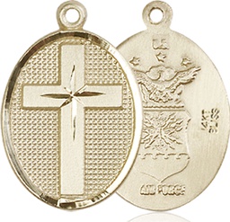 [0883KT1] 14kt Gold Cross Air Force Medal
