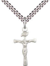 [2137SS/24S] Sterling Silver Maltese Crucifix Pendant on a 24 inch Light Rhodium Heavy Curb chain