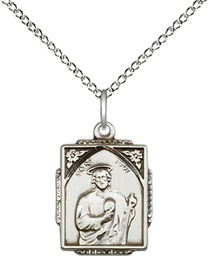 [0804JSS/18SS] Sterling Silver Saint Jude Pendant on a 18 inch Sterling Silver Light Curb chain
