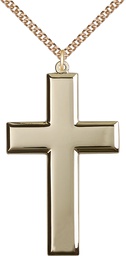 [2188GF/24GF] 14kt Gold Filled Cross Pendant on a 24 inch Gold Filled Heavy Curb chain