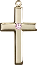 [2190GF-STN6] 14kt Gold Filled Cross Medal with a 3mm Light Amethyst Swarovski stone