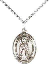 [8315SS/18SS] Sterling Silver Saint Ronan Pendant on a 18 inch Sterling Silver Light Curb chain