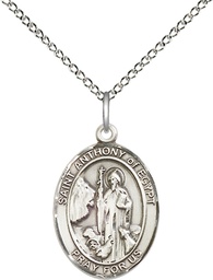 [8317SS/18SS] Sterling Silver Saint Anthony of Egypt Pendant on a 18 inch Sterling Silver Light Curb chain