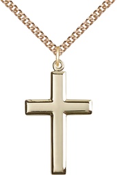 [2190GF/24GF] 14kt Gold Filled Cross Pendant on a 24 inch Gold Filled Heavy Curb chain