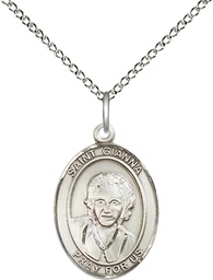 [8322SS/18SS] Sterling Silver Saint Gianna Pendant on a 18 inch Sterling Silver Light Curb chain