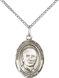 [8327SS/18SS] Sterling Silver Saint Hannibal Pendant on a 18 inch Sterling Silver Light Curb chain