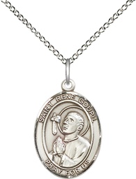 [8334SS/18SS] Sterling Silver Saint Rene Goupil Pendant on a 18 inch Sterling Silver Light Curb chain