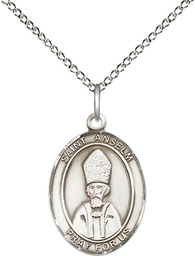 [8342SS/18SS] Sterling Silver Saint Anselm of Canterbury Pendant on a 18 inch Sterling Silver Light Curb chain