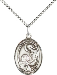 [8359SS/18SS] Sterling Silver Saint Paula Pendant on a 18 inch Sterling Silver Light Curb chain