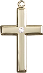 [2192GF-STN4] 14kt Gold Filled Cross Medal with a 3mm Crystal Swarovski stone