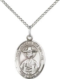 [8373SS/18SS] Sterling Silver Saint Andrew Kim Taegon Pendant on a 18 inch Sterling Silver Light Curb chain