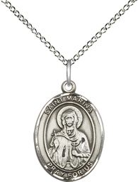 [8379SS/18SS] Sterling Silver Saint Marina Pendant on a 18 inch Sterling Silver Light Curb chain