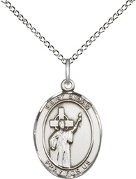 [8381SS/18SS] Sterling Silver Saint Aidan of Lindesfarne Pendant on a 18 inch Sterling Silver Light Curb chain