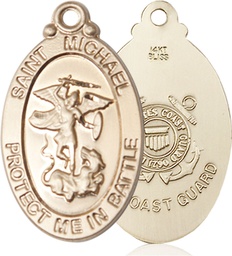 [1171KT3] 14kt Gold Saint Michael Guardian Angel Coast Guard Medal
