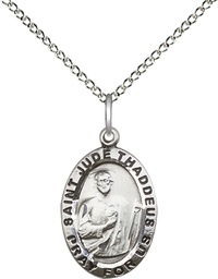 [3983SS/18SS] Sterling Silver Saint Jude Pendant on a 18 inch Sterling Silver Light Curb chain