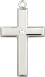 [2192SS-STN4] Sterling Silver Cross Medal with a 3mm Crystal Swarovski stone