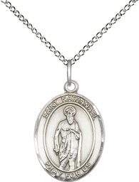 [8398SS/18SS] Sterling Silver Saint Nathanael Pendant on a 18 inch Sterling Silver Light Curb chain