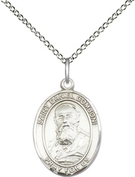 [8400SS/18SS] Sterling Silver Saint Daniel Comboni Pendant on a 18 inch Sterling Silver Light Curb chain