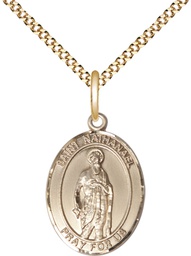 [8398GF/18G] 14kt Gold Filled Saint Nathanael Pendant on a 18 inch Gold Plate Light Curb chain