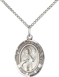 [8416SS/18SS] Sterling Silver Saint Anthony Mary Claret Pendant on a 18 inch Sterling Silver Light Curb chain