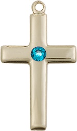 [2195GF-STN12] 14kt Gold Filled Cross Medal with a 3mm Zircon Swarovski stone